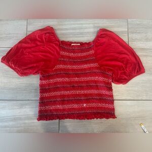 LOFT Vibrant Red Textured Blouse